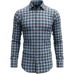 Tommy Bahama Men XXL Blue Brown Gingham Dress Shirt 100% Pima Cotton Peru LS